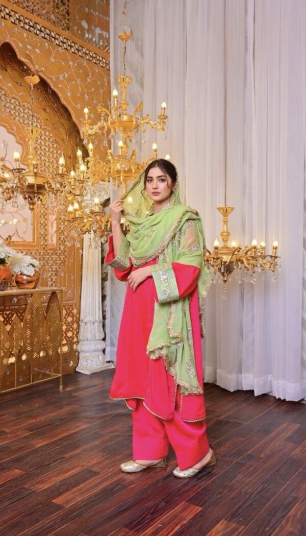 Pink Embroidered 3-Piece Suit